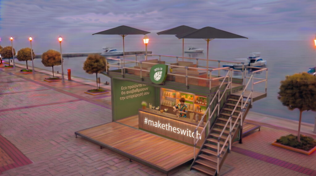 container pop-up bar με ταράτσα